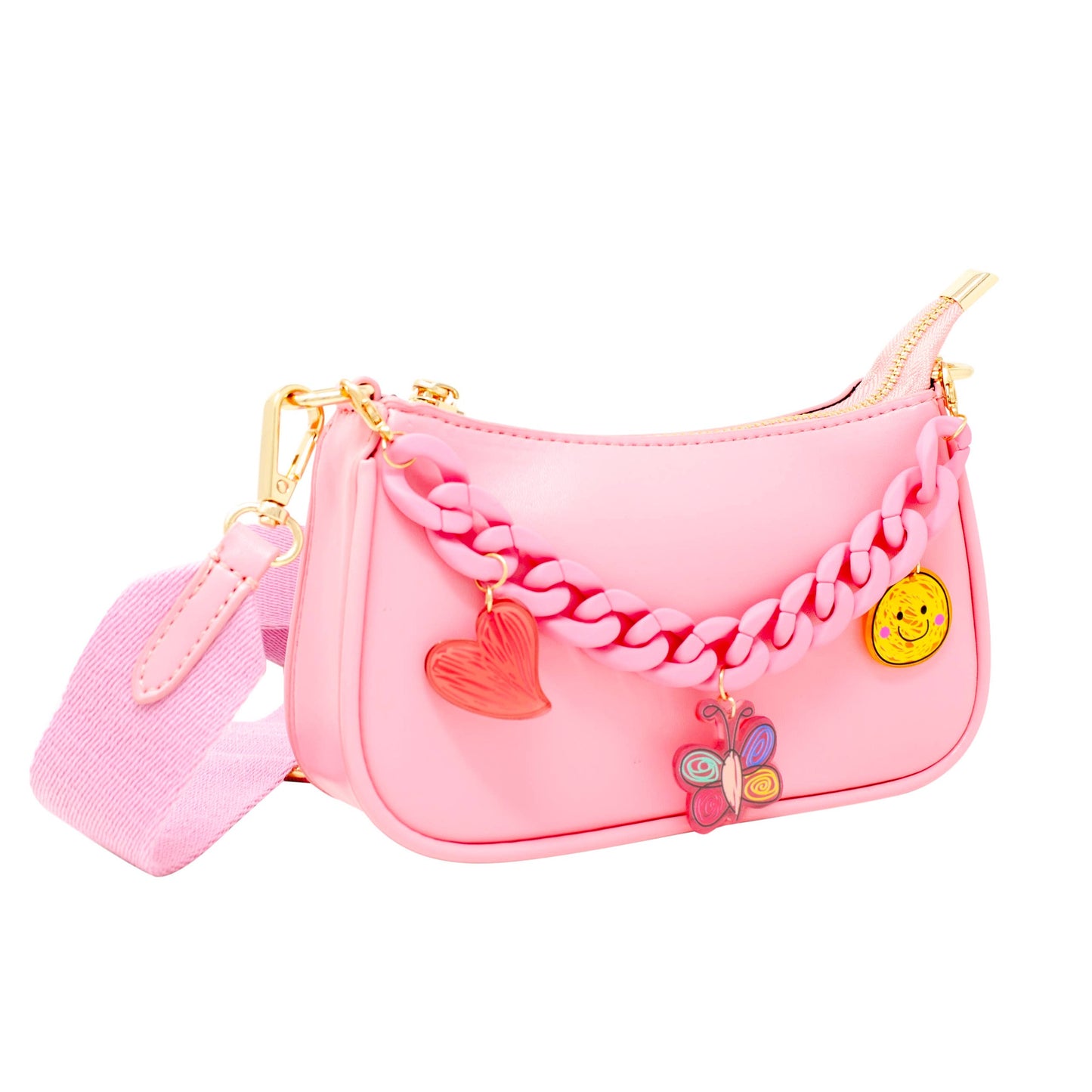 Hot Pink Hobo Chain Charm Bag