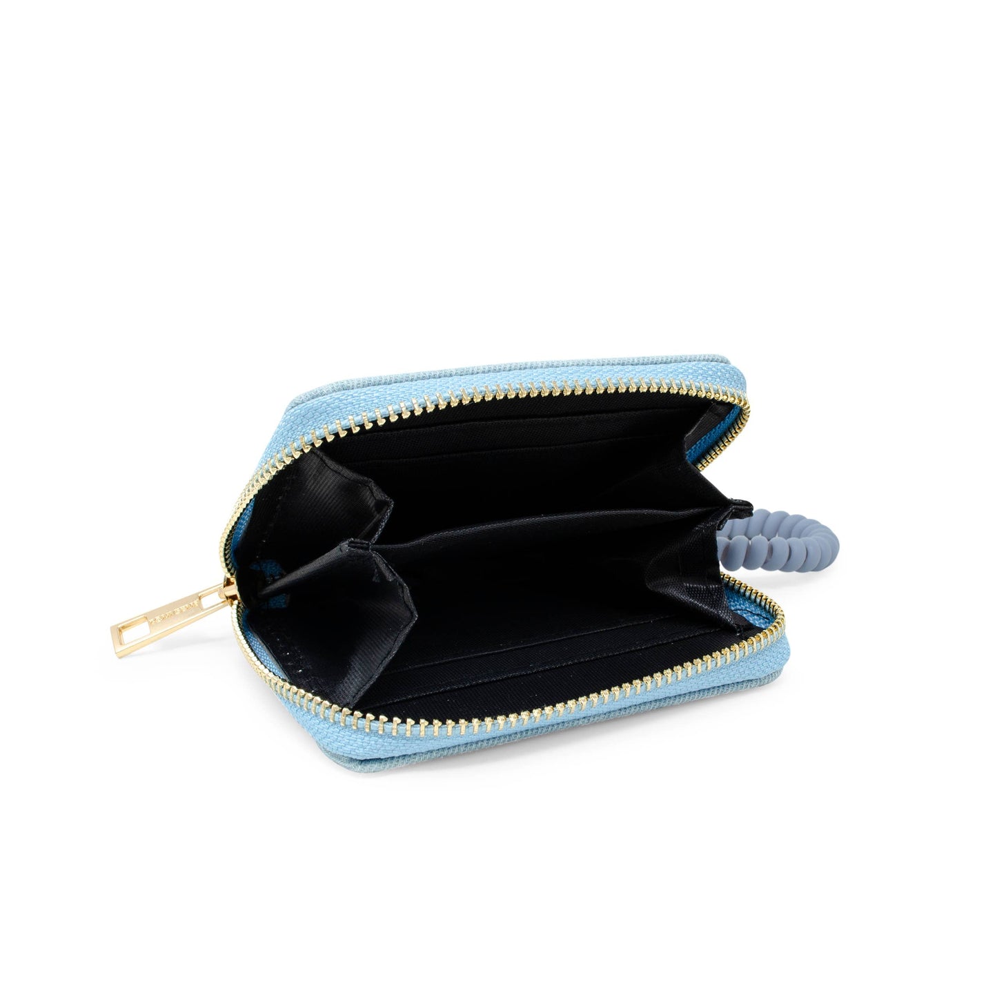 Blue Sequin Heart Spiral Strap Wallet