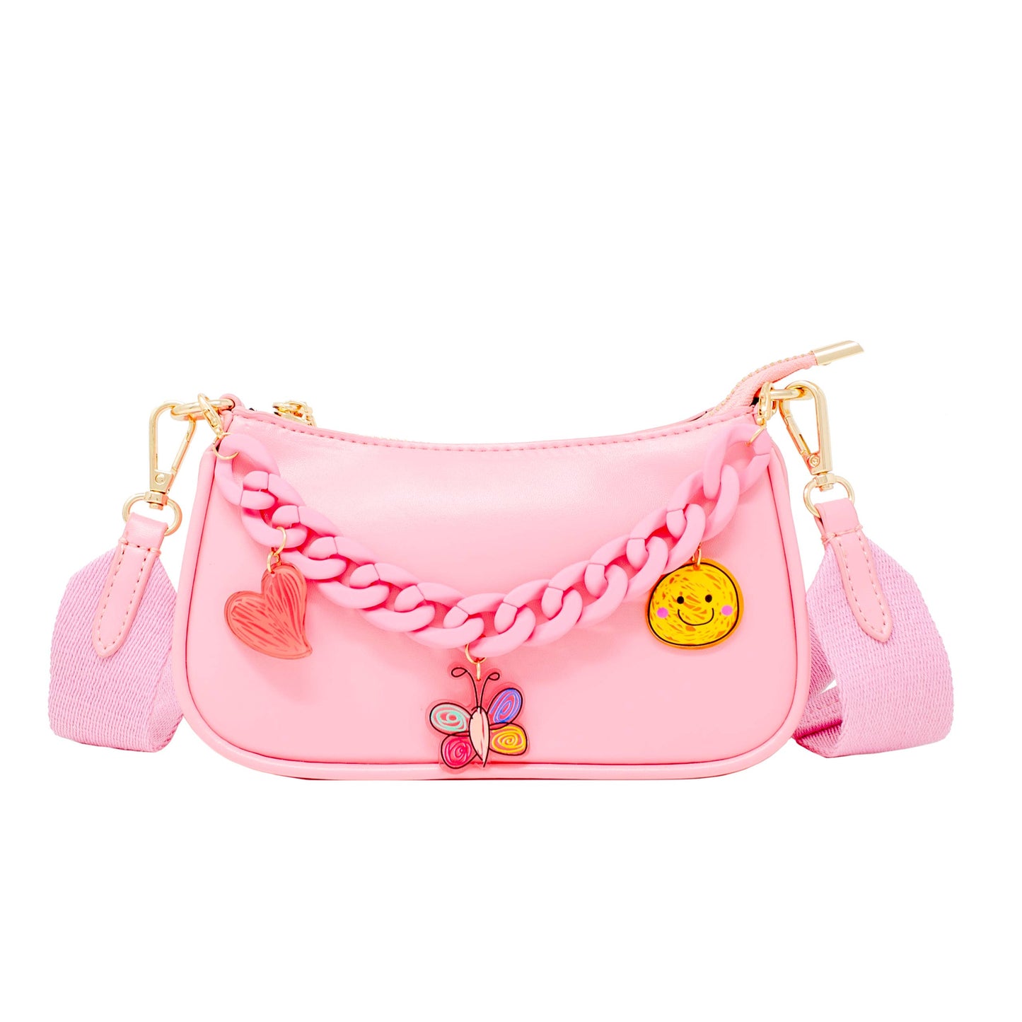 Hot Pink Hobo Chain Charm Bag