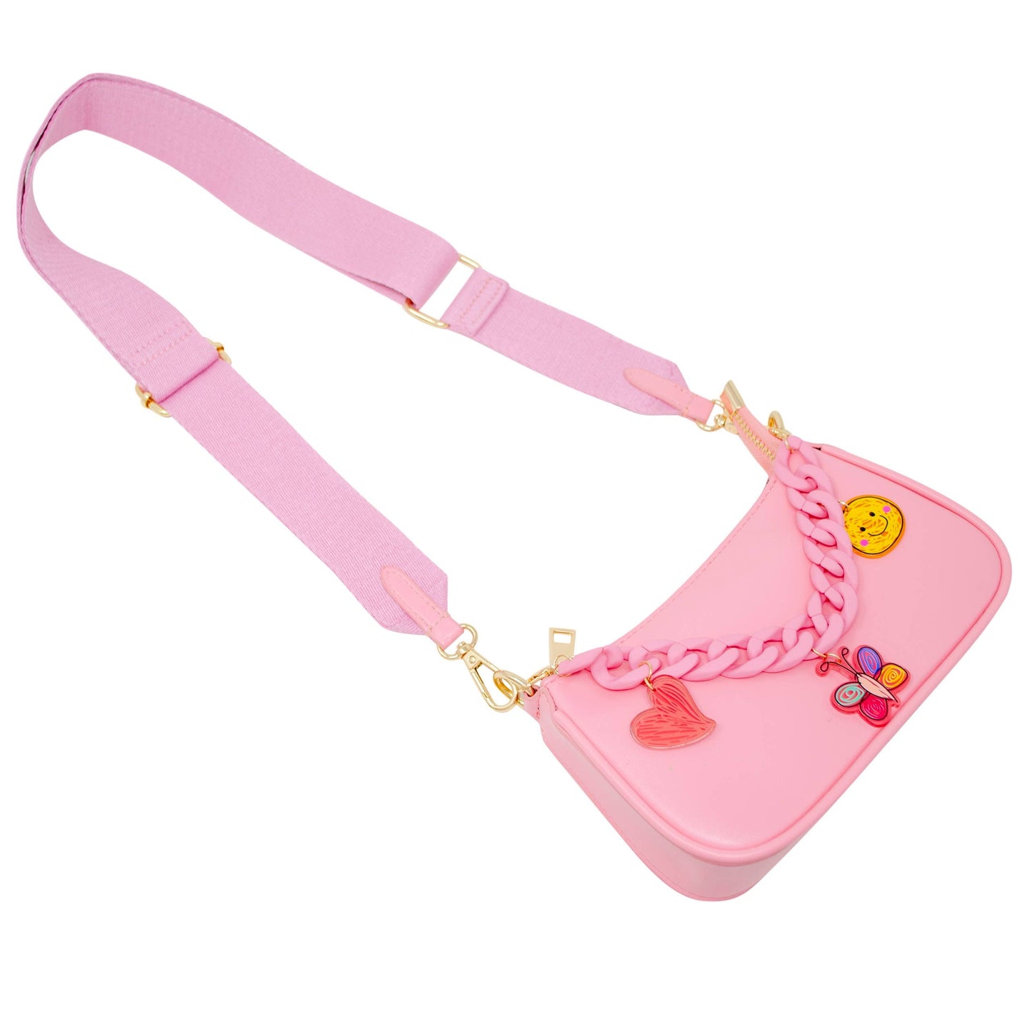 Hot Pink Hobo Chain Charm Bag