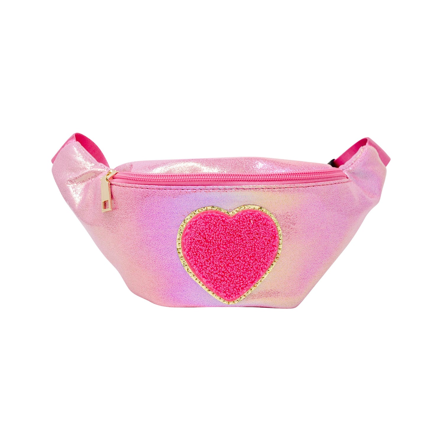 Pink Shiny Heart Patch Sling Bag