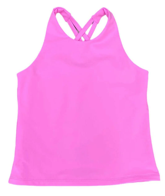 Athleisure Cross Back Top | Cotton Candy Pink