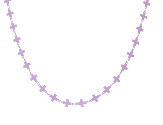 Lavendar Enamel Cross Link Necklace