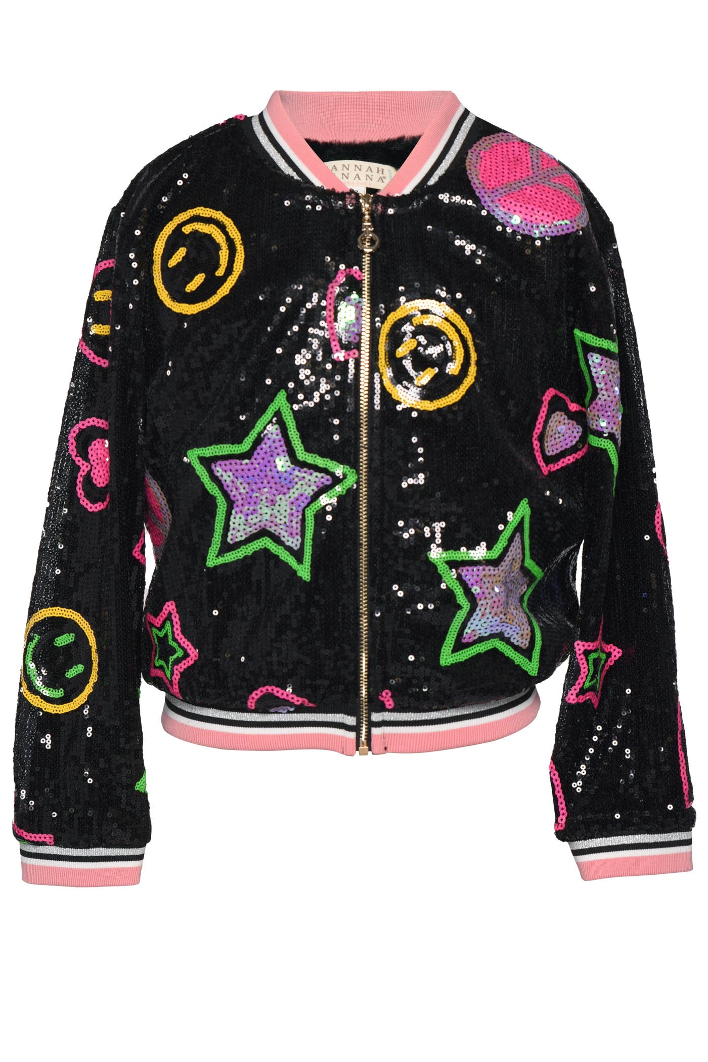 Sequin Emoji Jacket with Faux Fur Lining