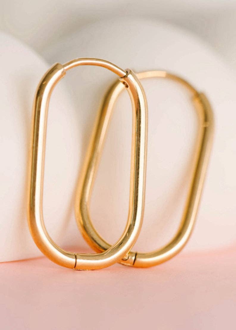 Rectangle Gold Huggies: 16mm