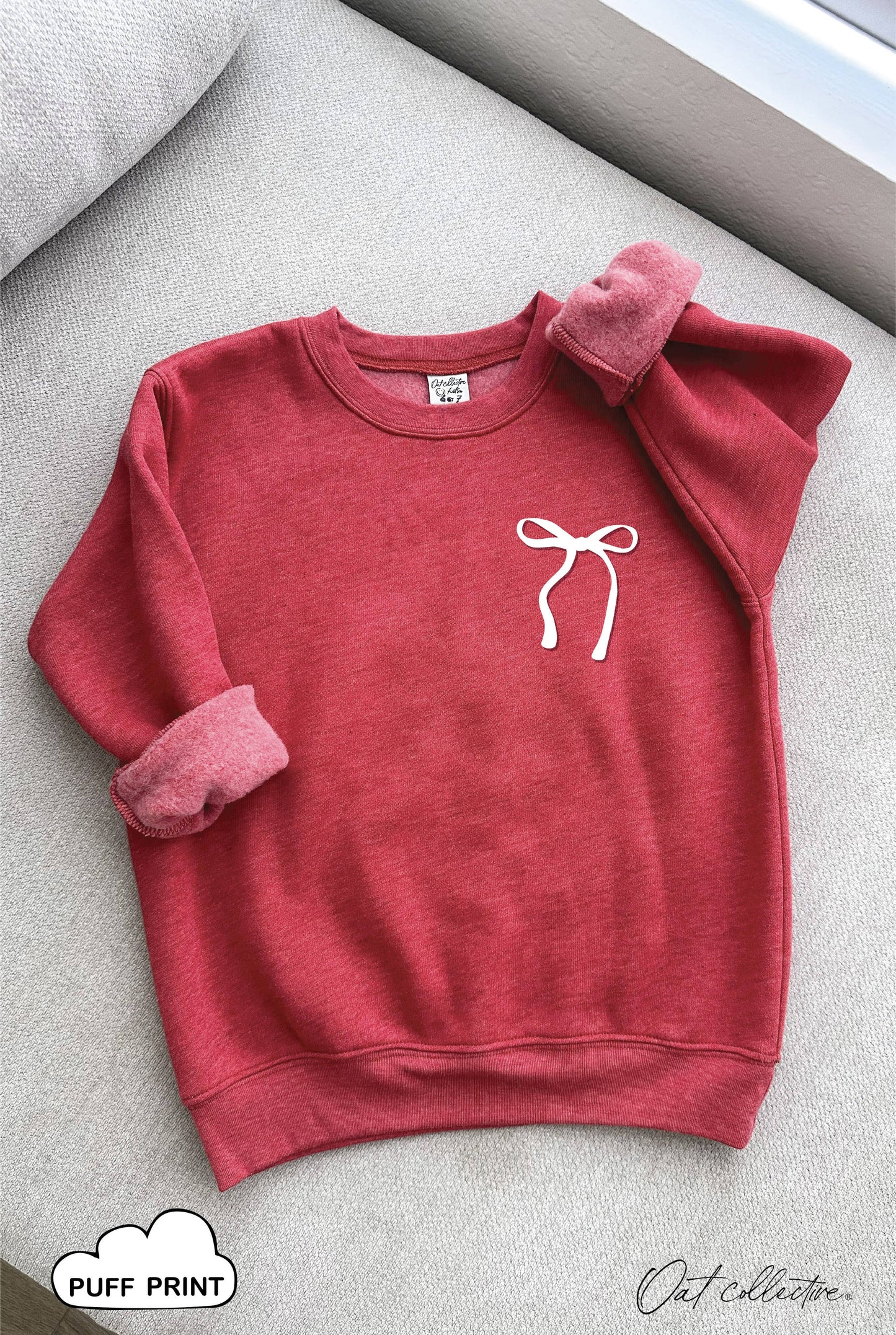 Bow Puff Sweatshirt | Cranberry Heather