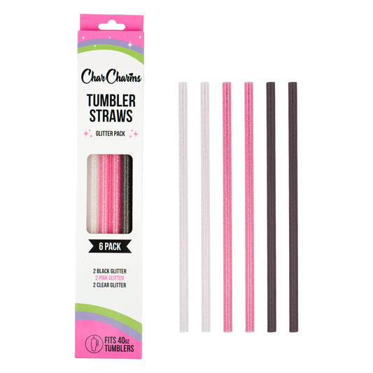 40oz Pink, Clear, Black Glitter Tumbler Straws