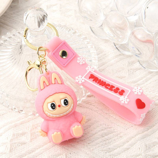 Cute Silicone Labubu Keychain Bag Charm | Pink