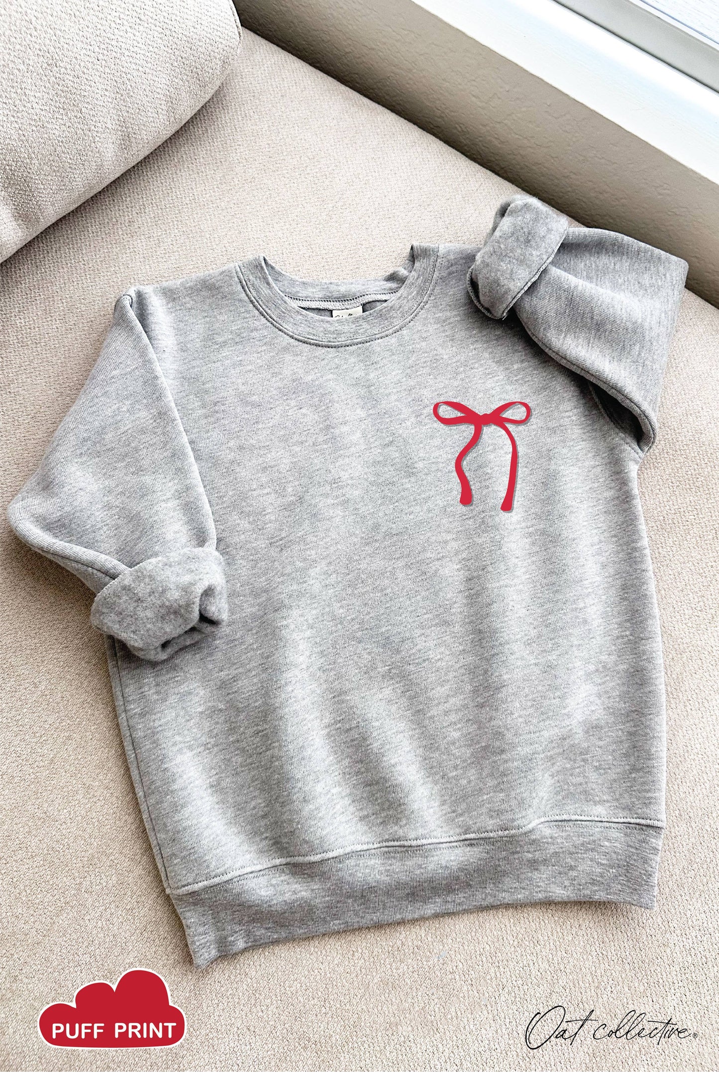 Bow Puff Sweatshirt | Cranberry Heather