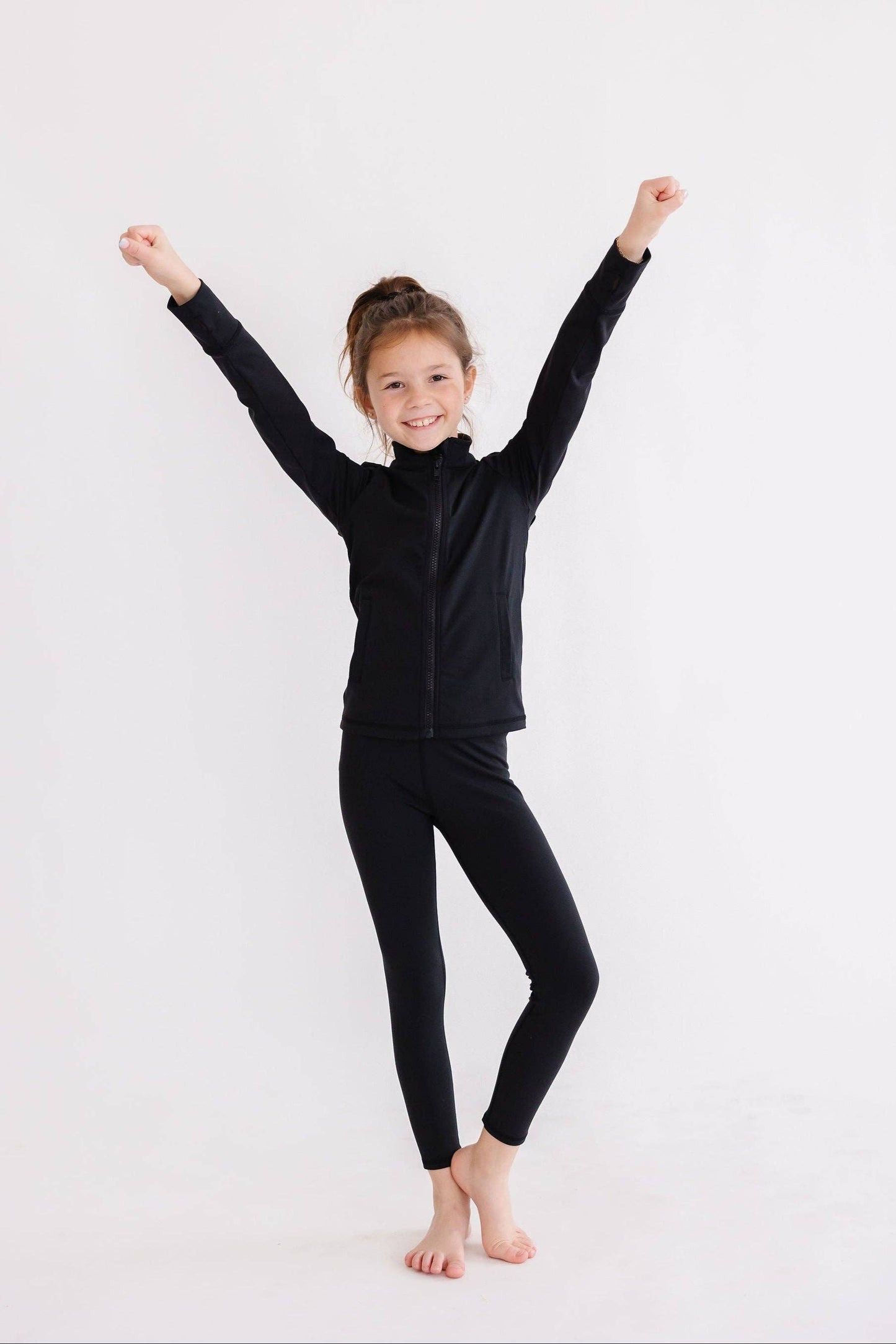 Balanced Black Full-Zip Ruffle Active Jacket: 5/6