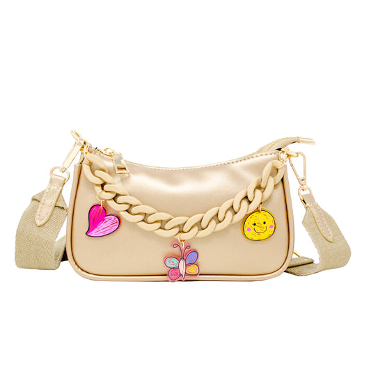 Gold Hobo Chain Charm Bag