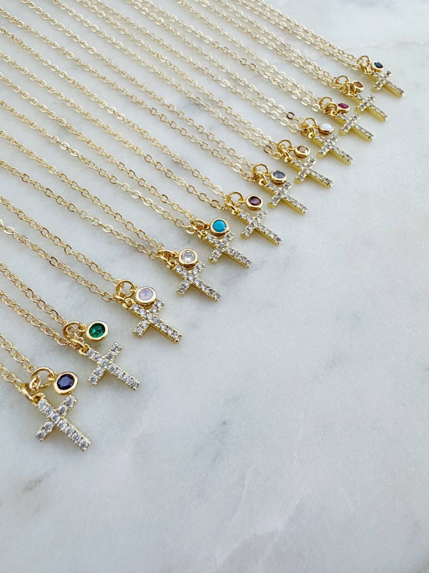 Cross Birthstone Necklace | February Amethyst
