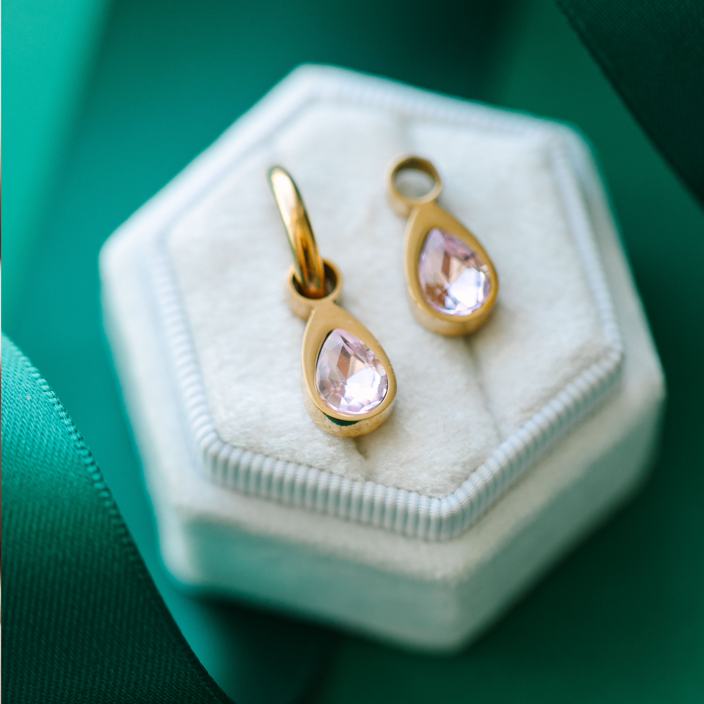 Pink Teardrop Gem Charms