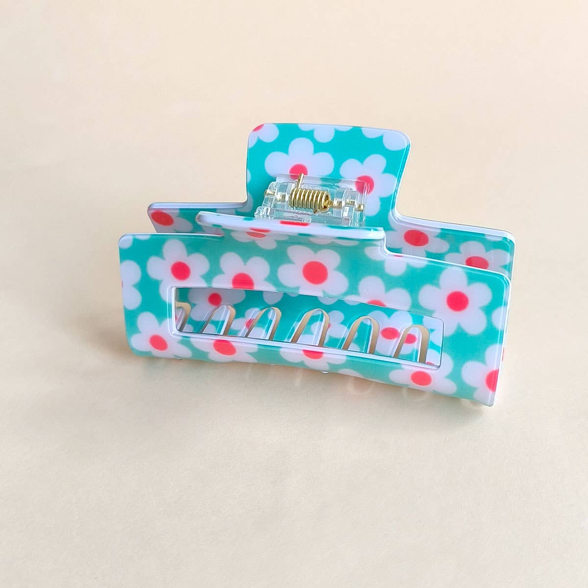 Pink Dopamine Flower Square Hair Claw Clip