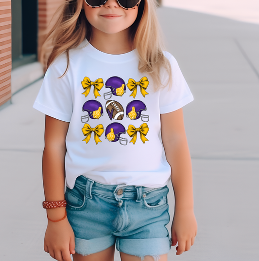 Purple Football & Bows Game Day T Shirt