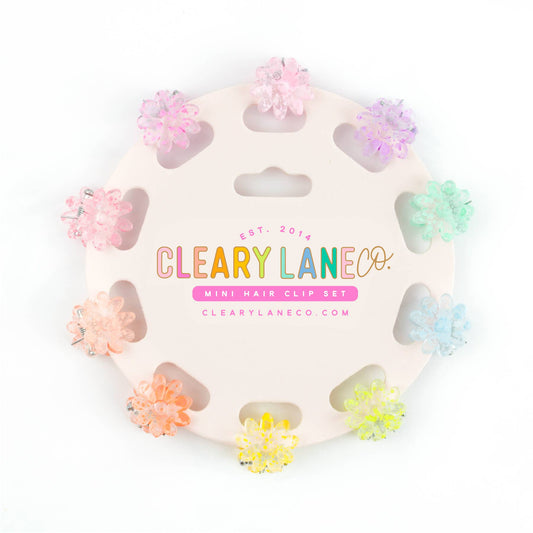 Mini Hair Clip Set | Rainbow Speckled Flowers #1