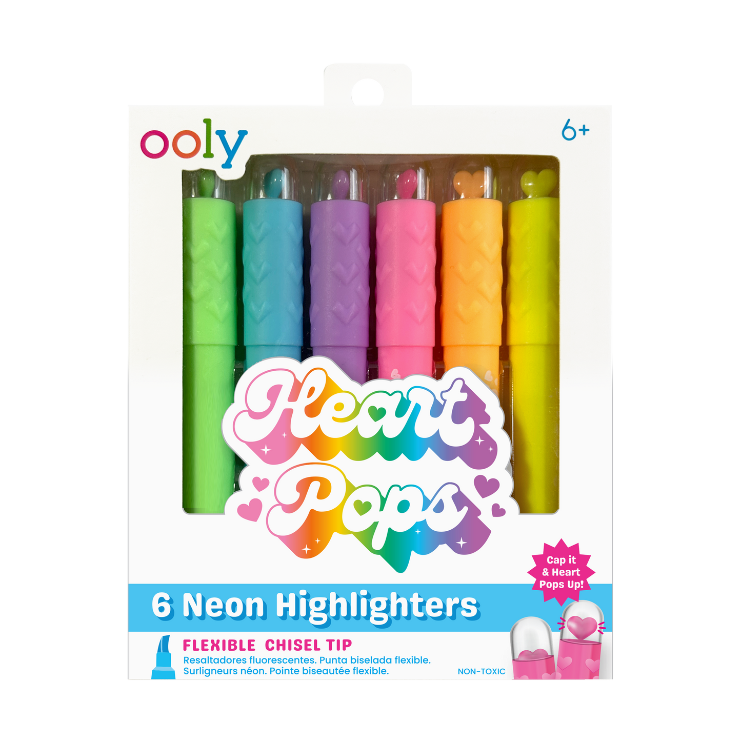 Heart Pops Neon Highlighters (Set of 6)