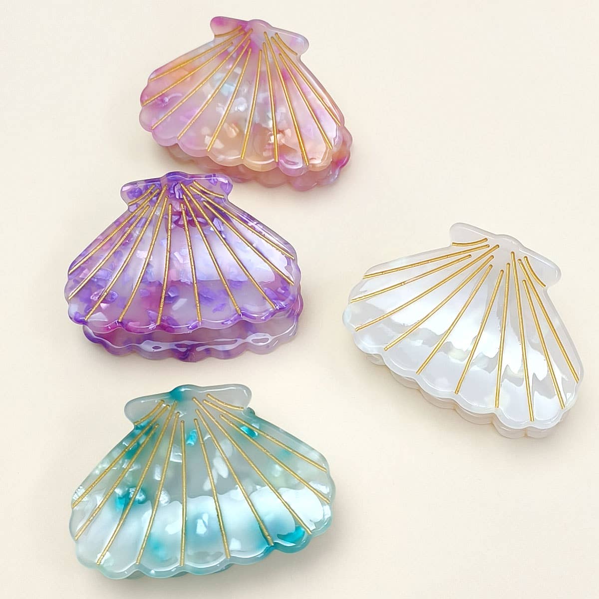 White Small 2" Shell Hair Claw Clip