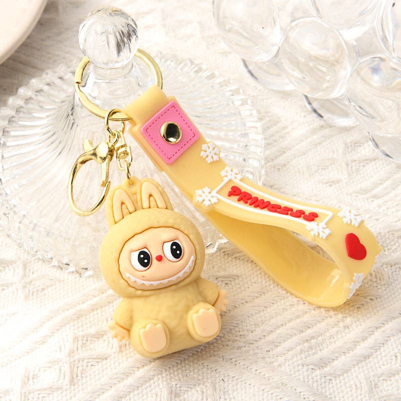 Cute Silicone Labubu Keychain Bag Charm |Yellow