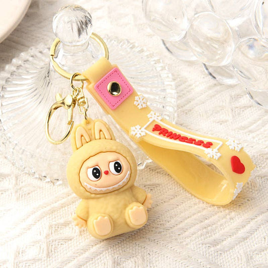 Cute Silicone Labubu Keychain Bag Charm |Yellow