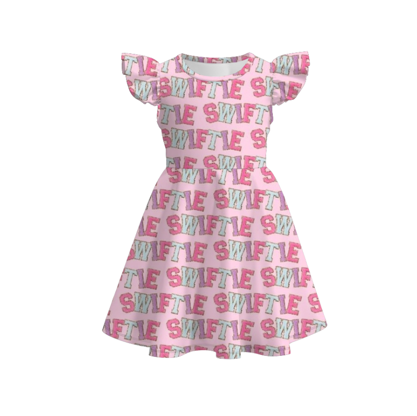 Pink Taylor Swiftie Short Sleeve Ruffle Dress