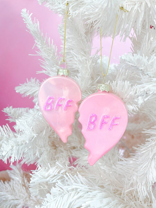 Glittered BFF Heart Ornament