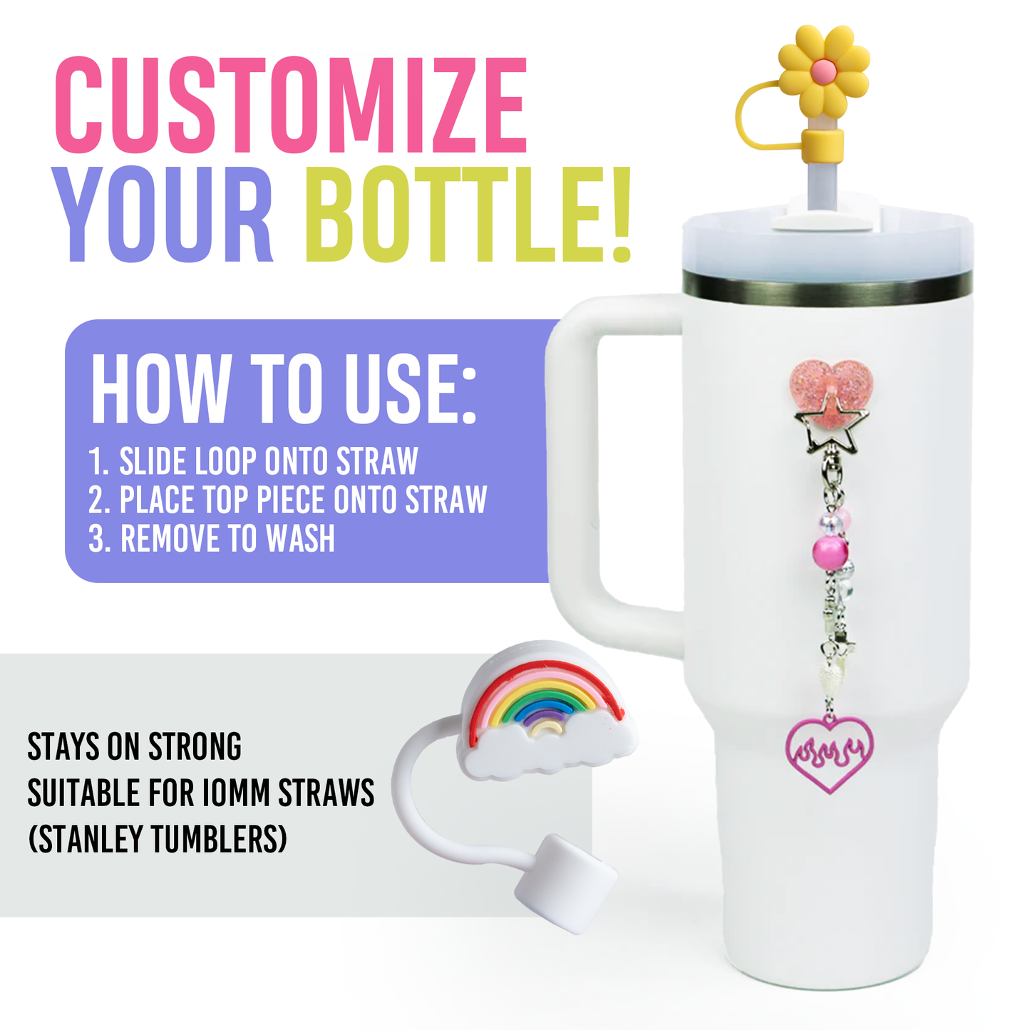 Cherry Blossom Straw Toppers