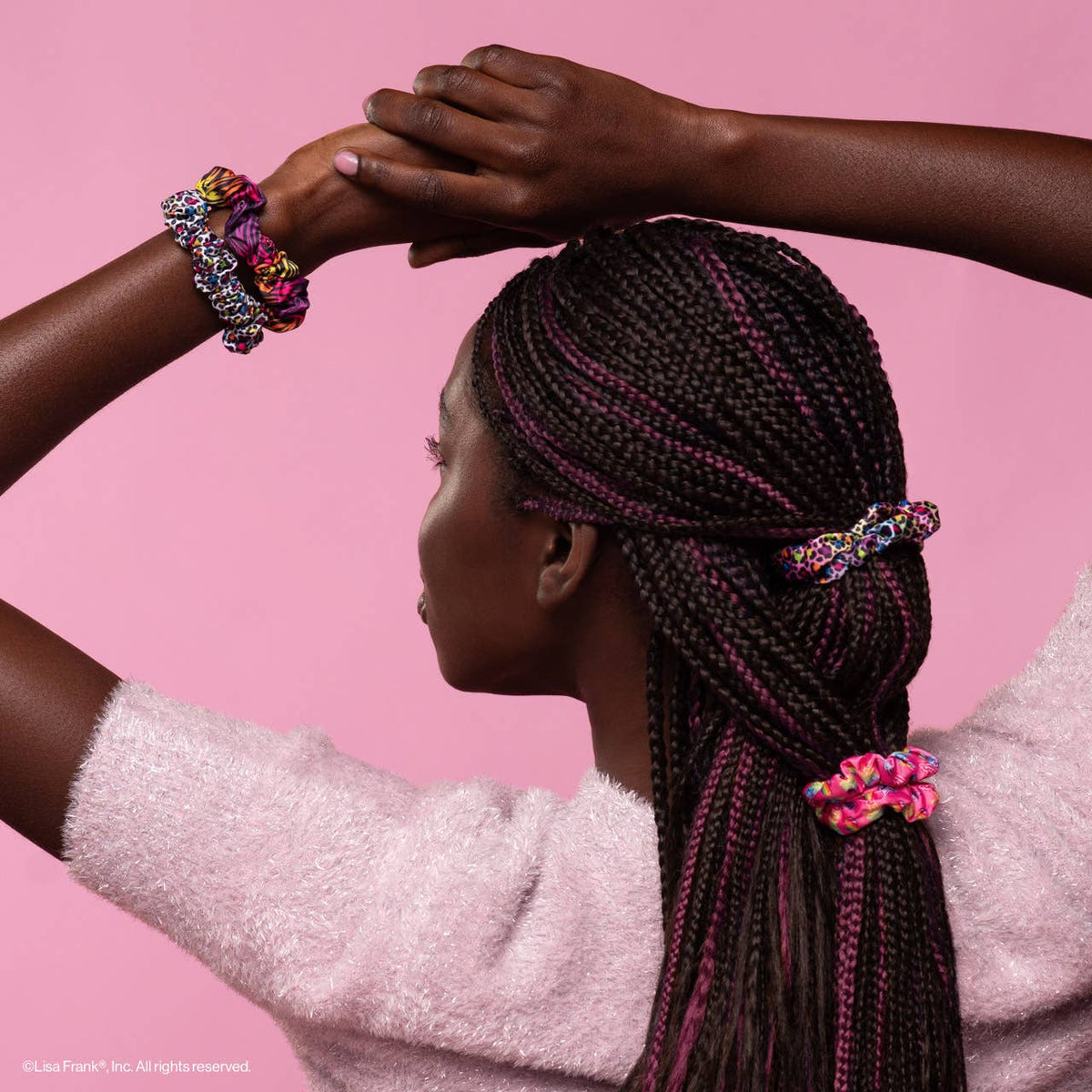 Lisa Frank x Kitsch Ruched Satin Scrunchies | Rainbow Leopard
