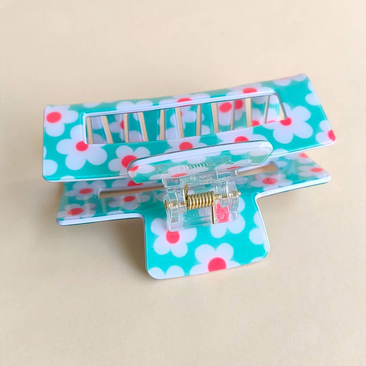 Pink Dopamine Flower Square Hair Claw Clip