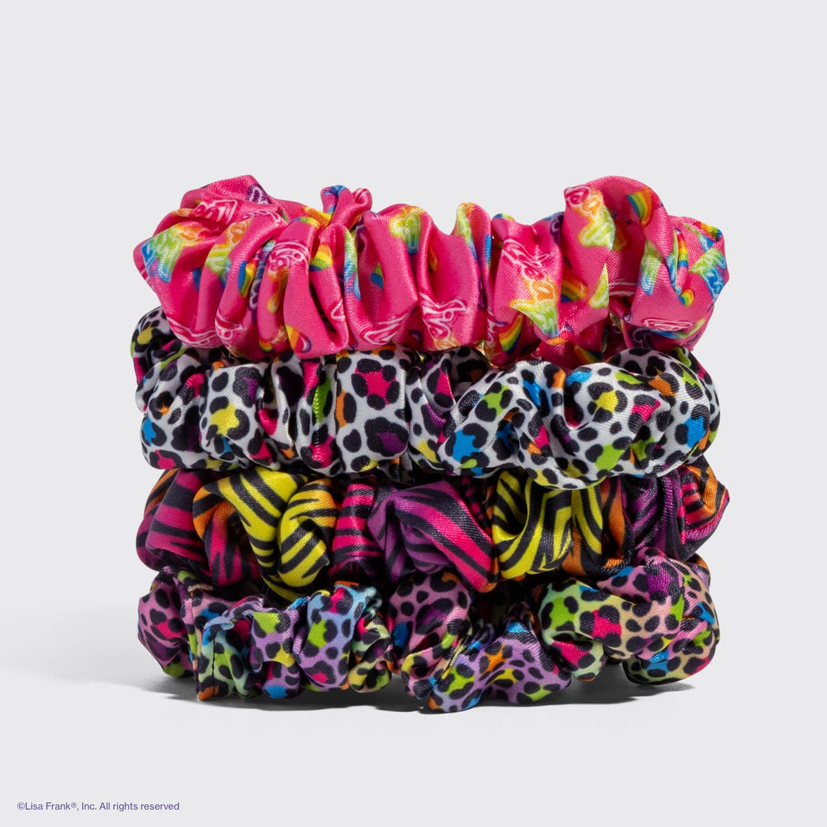 Lisa Frank x Kitsch Ruched Satin Scrunchies | Rainbow Leopard
