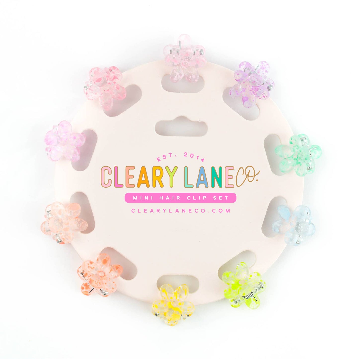 Mini Hair Clip Set | Rainbow Speckled Flowers #2