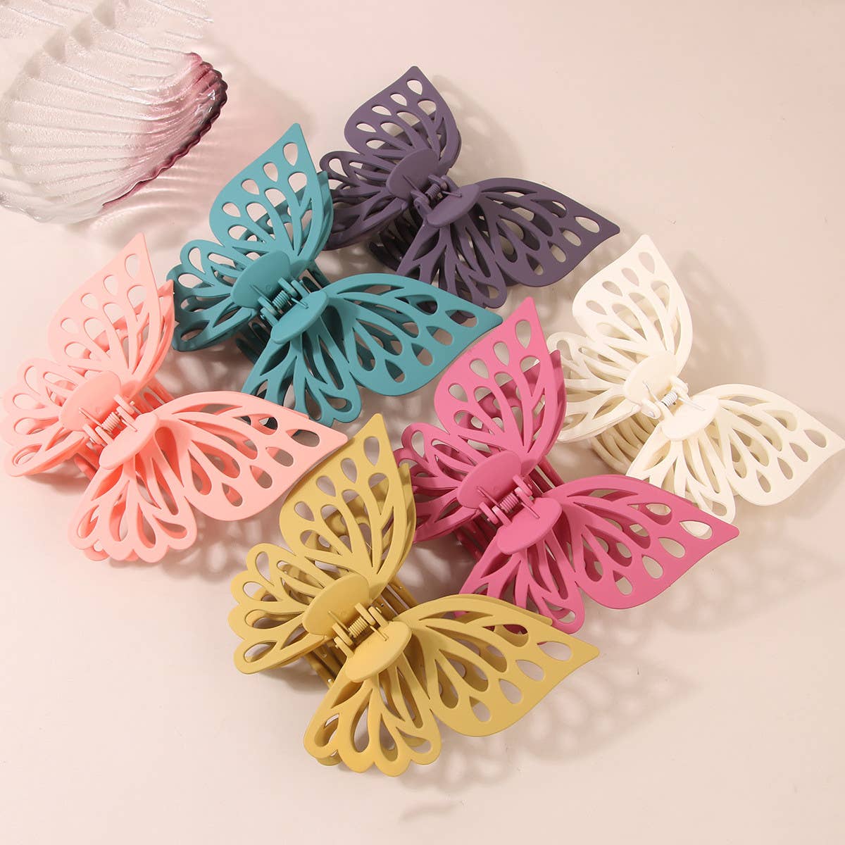 Pink Lg Hollow Butterfly Hair Claw