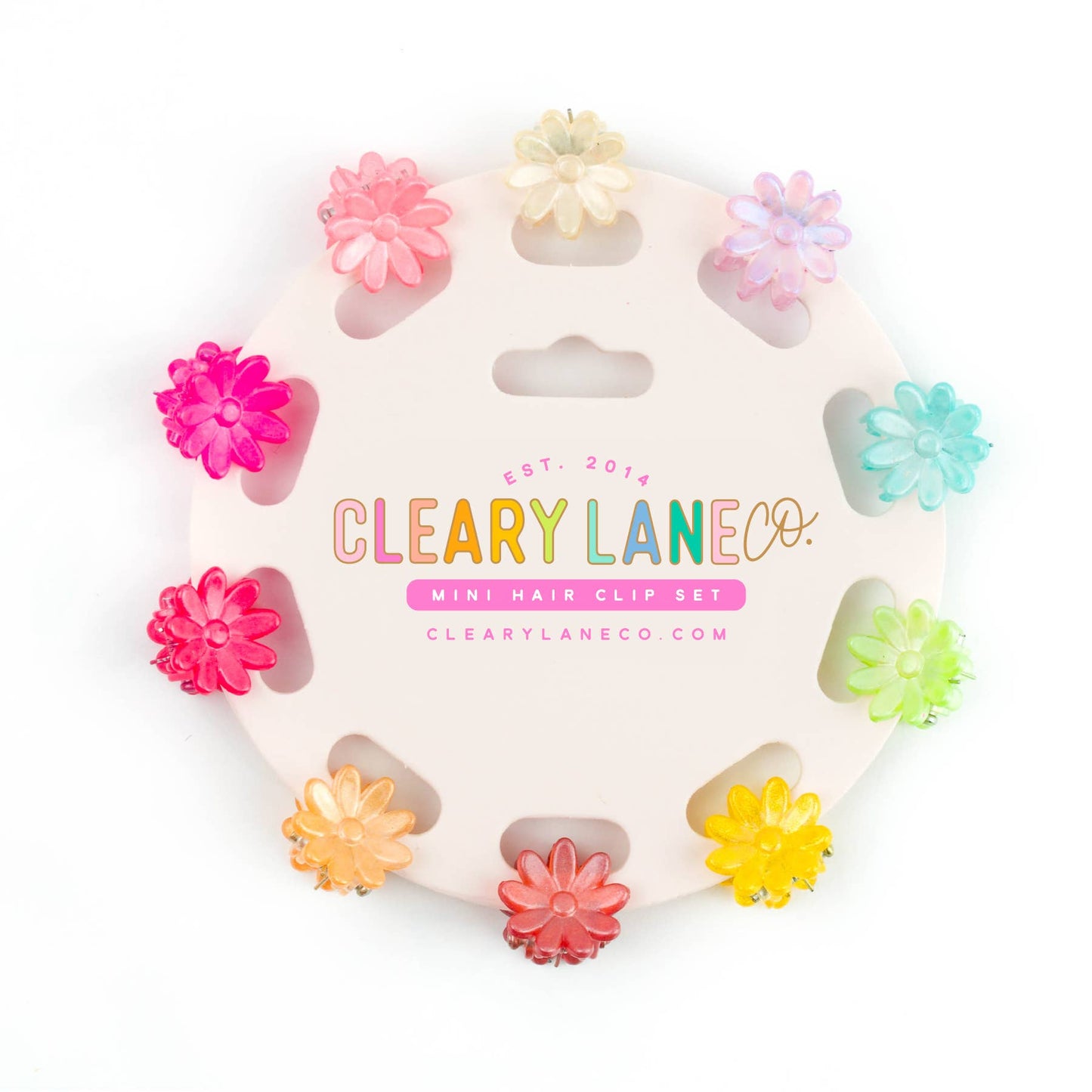 Mini Hair Clip Set | Rainbow Speckled Flowers #1
