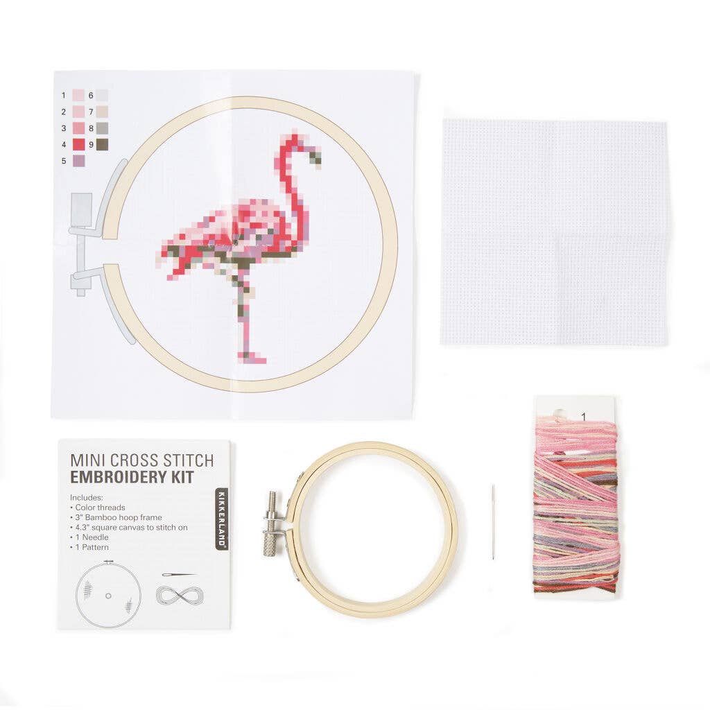 Mini Flamingo Cross Stitch Embroidery Kit