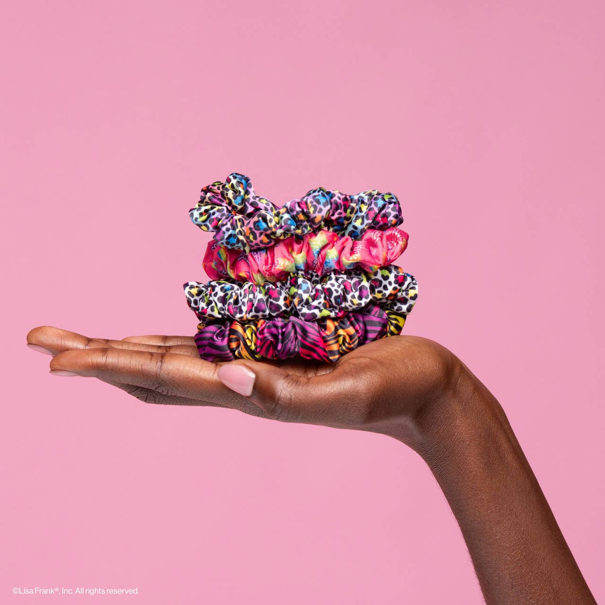 Lisa Frank x Kitsch Ruched Satin Scrunchies | Rainbow Leopard
