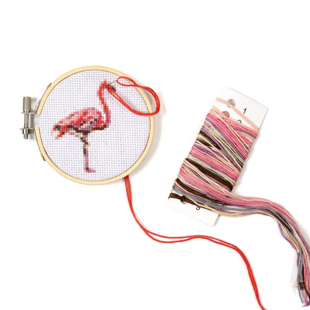 Mini Flamingo Cross Stitch Embroidery Kit