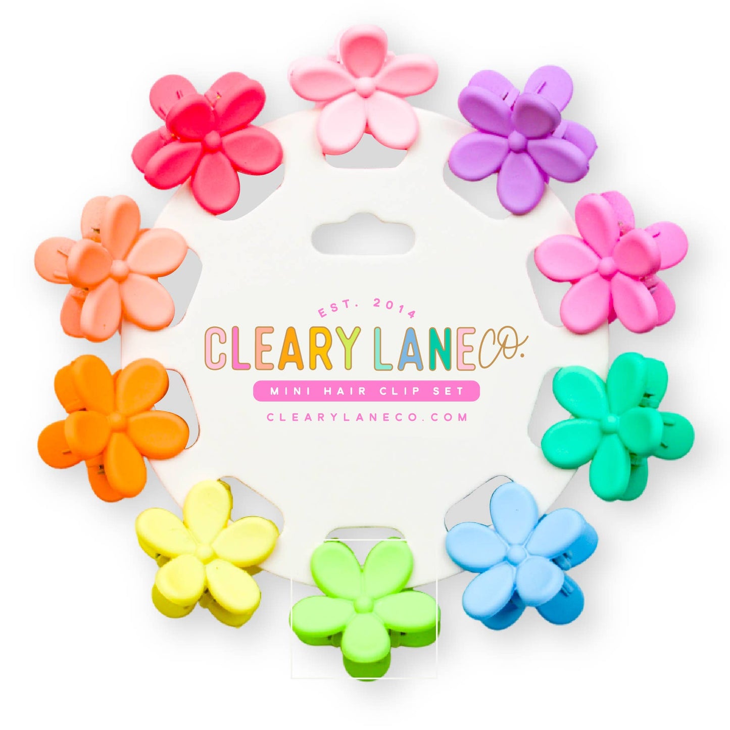Mini Hair Clip Set | Rainbow Speckled Flowers #2