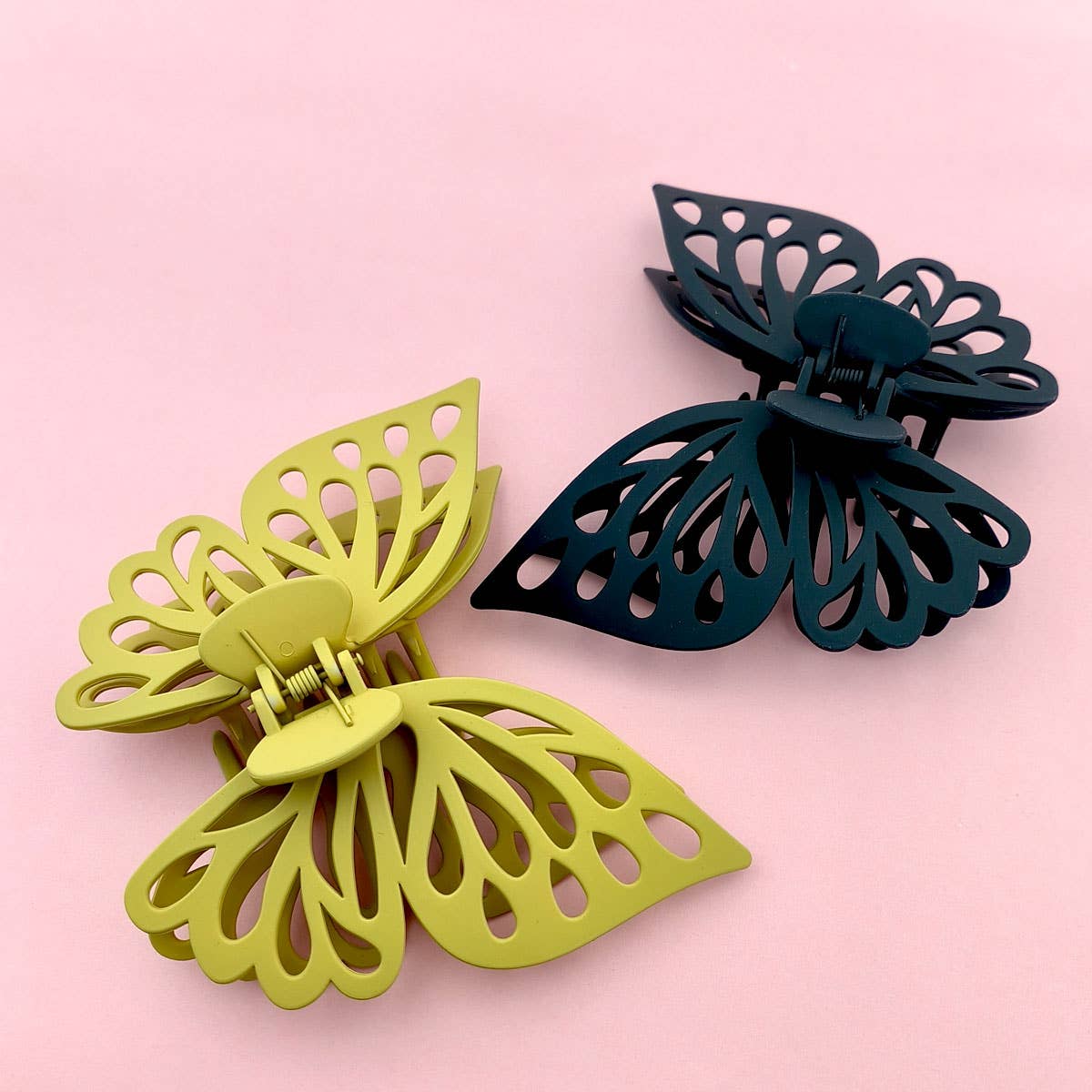 Pink Lg Hollow Butterfly Hair Claw