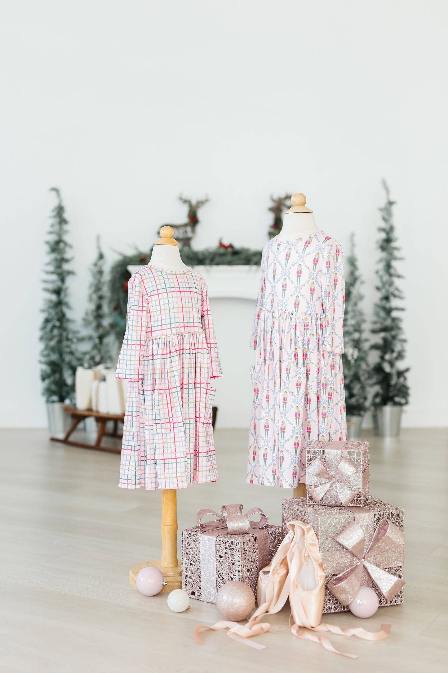 Pink Nutcracker 3/4 Sleeve Pocket Twirl Dress: 7/8