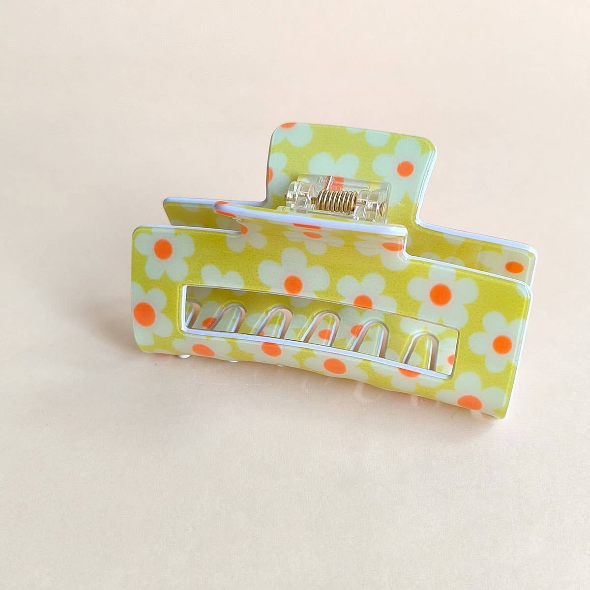 Pink Dopamine Flower Square Hair Claw Clip