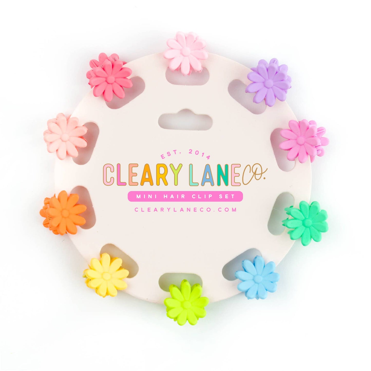 Mini Hair Clip Set | Rainbow Speckled Flowers #1