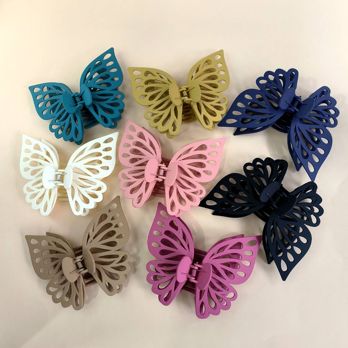 Pink Lg Hollow Butterfly Hair Claw