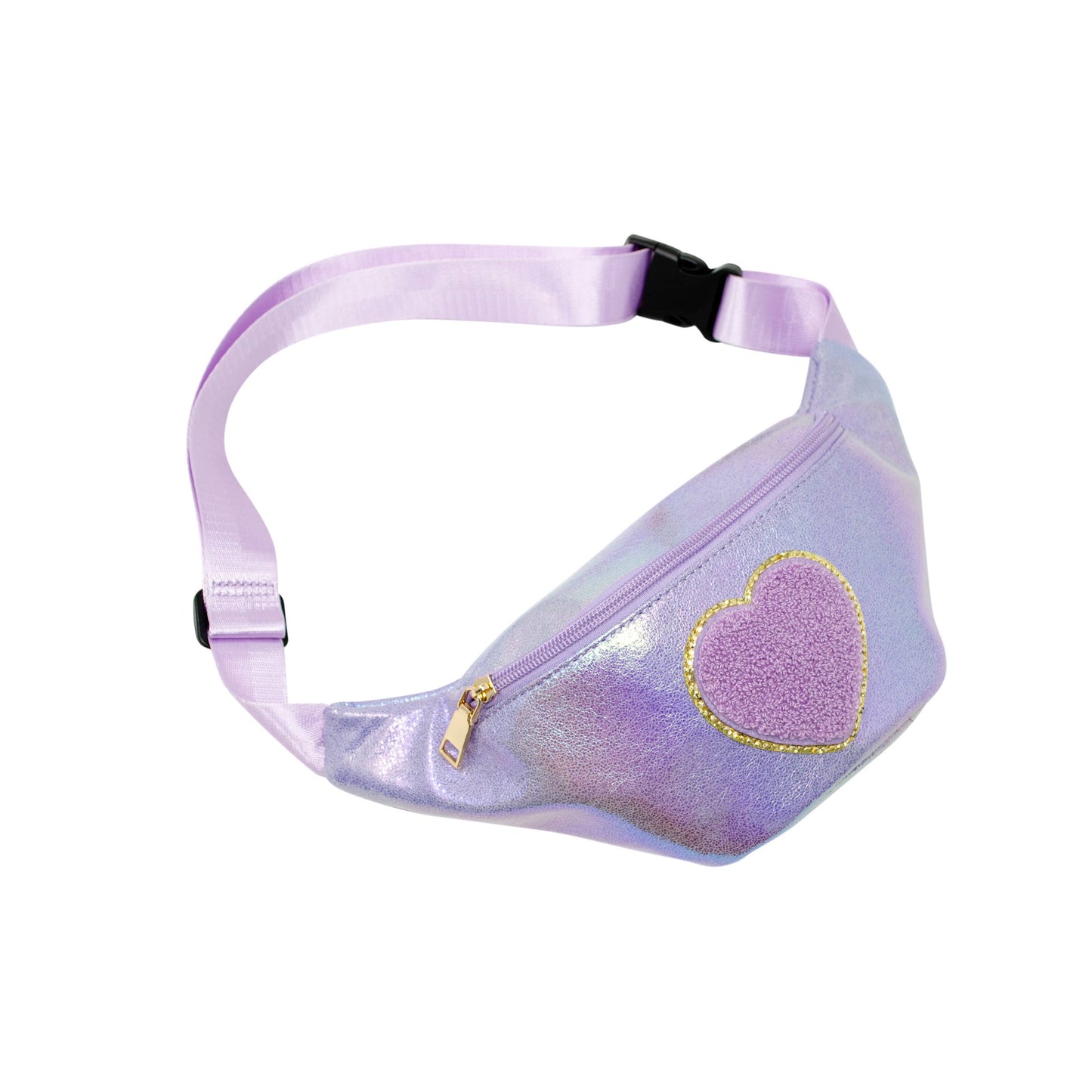 Pink Shiny Heart Patch Sling Bag