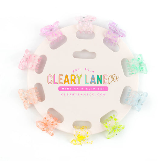 Mini Hair Clip Set | Rainbow Speckled Butterflies
