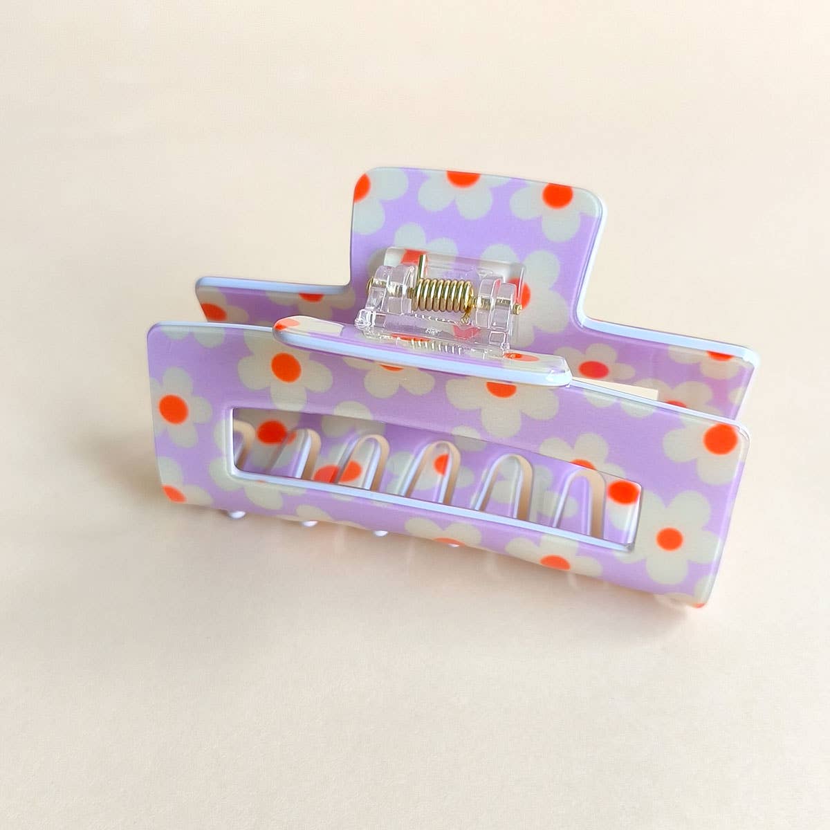 Pink Dopamine Flower Square Hair Claw Clip