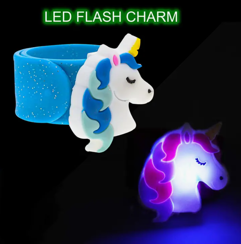 Light up LED Unicorn Slap Bracelet | Blue