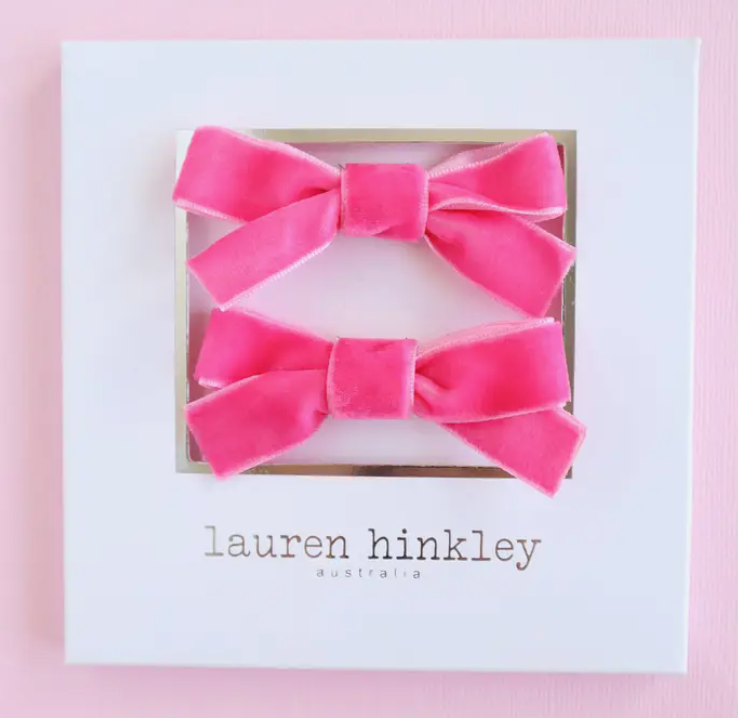 Velvet Bow Set | Bright Pink