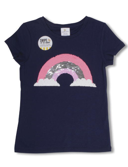 Sequin Rainbow Navy T Shirt