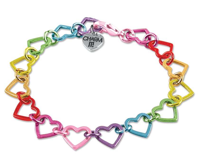 Rainbow Heart Link Bracelet