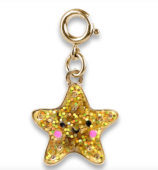 Gold Glitter Starfish Charm